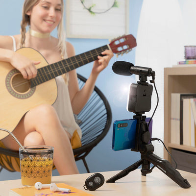 Kit de Vlogging con Luz, Micrófono y Mando Plodni – 6 Piezas